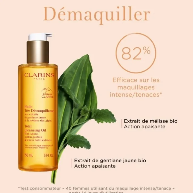 Démaquillant Visage|Soin Naturel & Ecoresponsable>CLARINS Huile Très Démaquillante Aux Extraits de Gentiane Jaune et Mélisse des Alpes