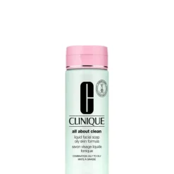 Nettoyant Visage>CLINIQUE All About Clean™                Savon Visage Liquide Tonique - Peaux mixtes à grasses
