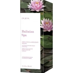 Gommage & Bain>Pupa Balinian Spa                Crème Adoucissante Pour la Douche à Base de Sel Blanc de Bali et d’Extrait de Nymphéa.