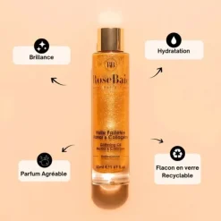 Huile & Soin Spécifique|Soin Hydratant, Nourrissant, Anti-Âge>RoseBaie Paris Monoï x Collagène                Huile Pailletée Corps et Cheveux